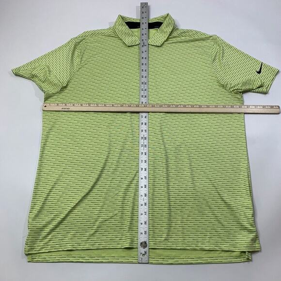 Nike Polo Shirt Mens XL Extra Large Summer Pear Green Grey Dri Fit Vapor Stripe - Picture 4 of 9